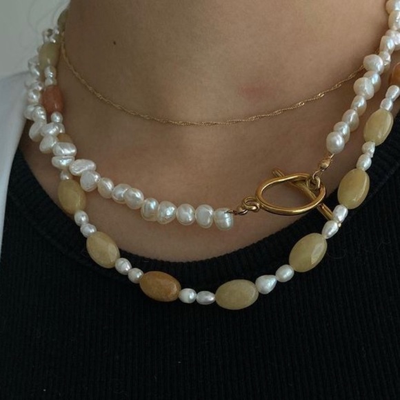 Yellow jade handmade necklace - Picture 3 of 3